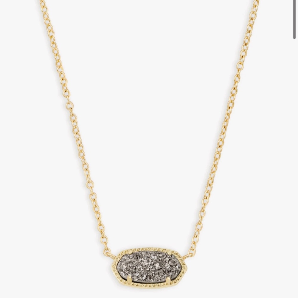 Elisa Gold Pendant Necklace in Platinum Drusy